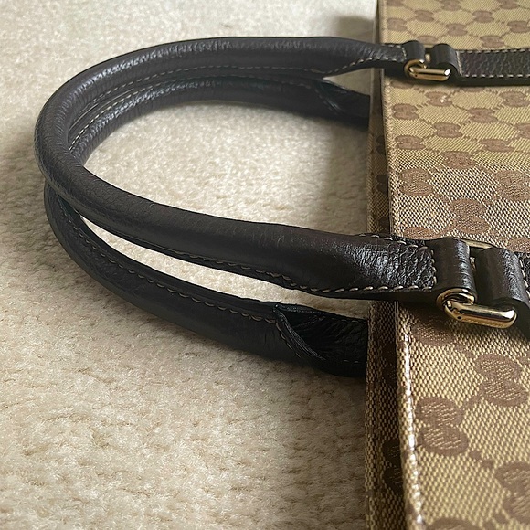 👜Authentic Gucci GG Crystal Monogram Designer Tote Laptop Bag – Leather & Canvas - Picture 9 of 9